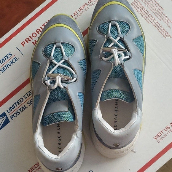 Longchamp Women's Sneakers - Gray, Blue, Yellow - Picture 6 of 7